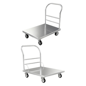 Chariot à plateforme pliable en acier inoxydable commercial - Chariot à plateau robuste avec capacité de charge de 300 kg pour entrepôt et restaurant - Product Image 2