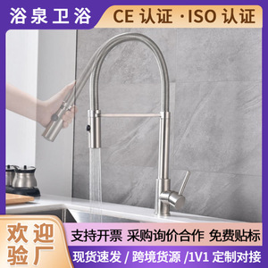 Stainless Steel Pull Out <b>Spray</b> Kitchen Faucet Single Handle Deck <b>Mounted</b> Modern Design Ceramic Valve Core 2.0-2.9gal/m - Product Image 5