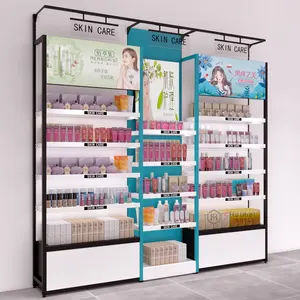 Diseño de moda Salón de belleza Maquillaje Soporte Escaparate Tienda minorista Decoración estantes para tiendas Gabinete de exhibición de cosméticos