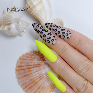 <span class=keywords><strong>Uñas</strong></span> postizas largas con estampado de leopardo, color <span class=keywords><strong>amarillo</strong></span> claro, cobertura completa, mate, Stiletto - Product Image 1