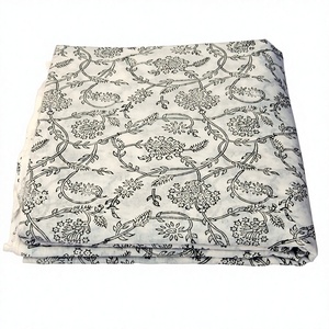 Tela de Algodón 100% Estampada a Mano con Diseño Floral Sanganeri, Ecológica, Orgánica, para Decoración del Hogar, Manualidades, Bolsas y Fundas - Product Image 4