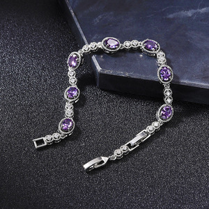 กำไลโทแพซสีชมพูเงิน925สำหรับผู้หญิงสีทองหินเพทายลูกบาศก์เครื่องแต่งกายเจ้าสาวเครื่องประดับ - Product Image 3