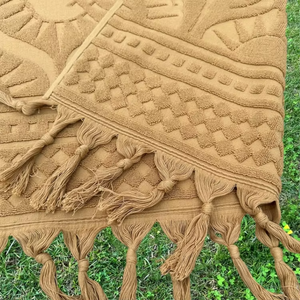 Sang Trọng Retro Hình Học Thêm Lớn 100% Bông Tùy Chỉnh Dệt Khăn Jacquard Bãi Biển Khăn Hai Mặt Nổi Khăn Với Tua - Product Image 5