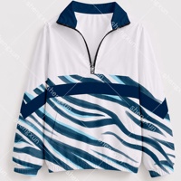 Veste coupe-vent à fermeture éclair 1/4 personnalisée pour femmes, imprimé tigre/zebra, résistante à l'eau