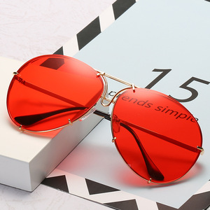 Hot Sale New Arrival Mode Frauen Designer Sonnenbrille Kunden spezifisches Logo Männer <span class=keywords><strong>Pilot</strong></span> Übergroße einzigartige stilvolle Luftfahrt Sonnenbrille - Product Image 5