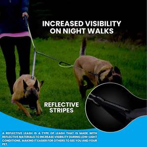 Tali anjing ganda, tali anjing ganda dengan tugas berat pemisah timbal anjing ganda dengan jahitan reflektif dan pegangan empuk untuk berjalan mendaki - Product Image 6