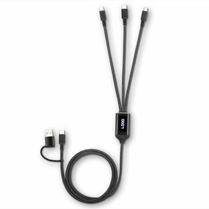 Logotipo brillante 4 en 1 Cable de carga rápida Max 66W Carga súper rápida <span class=keywords><strong>Adaptador</strong></span> de cargador de teléfono trenzado de nailon Tipo C - Product Image 3