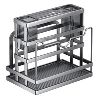 NFS Planche à découper de comptoir Support de rangement pour couteaux Porte-couteau de cuisine Cage à baguettes Ménage Rangement intégré