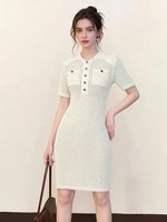 Nouvelle Robe Tricotée Mi-Longue Élégante à Paillettes Sirène et Col Revers, Taille Cintrée, pour Femme – Collection Été 2026 – Tenue Décontractée Tendance