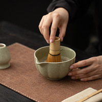 Ensemble de Quatre Pièces de Haute Qualité à la Japonaise en Céramique pour Cérémonie du Thé Song, avec Bol à Matcha, Fouet à Thé et Cuillère à Matcha
