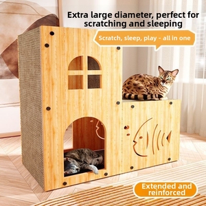 二階建て猫用ベッド＆爪とぎボード、耐摩耗性段ボール製、シンプルスタイル猫用家具、OEM供給業者 - Product Image 6