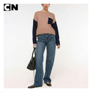 Suéter con Certificación GRS, Diseño Personalizado de Fábrica, Logotipo Personalizado, Suéter de Mujer con Cuello Redondo, Bolsillo en Contraste, de Acrílico y Poliéster, para Días Casuales - Product Image 4