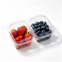 Emballage en blister personnalisé pour salade de fruits frais, plateau thermoformé pour baies avec compartiment à sauce, plastique de qualité alimentaire, personnalisable