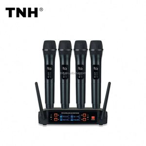 TNH K8, el más nuevo, micrófono inalámbrico VHF de 4 canales, micrófono de mano, distancia de 100 metros, señal fuerte, puesta en escena, KTV - Product Image 1