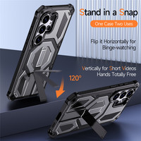 Harde PC Zachte TPU Hybride Magnetische Telefoonhoes voor Samsung S26 S25 Ultra Verborgen Standpunt Vierhoekbescherming