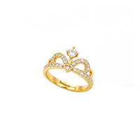 Bague ajustable Gaovo tendance pour femme en acier inoxydable, anti-ternissement, avec couronne, diadème et cœur pavé de zircone cubique, idéale pour mariage, fiançailles ou comme cadeau