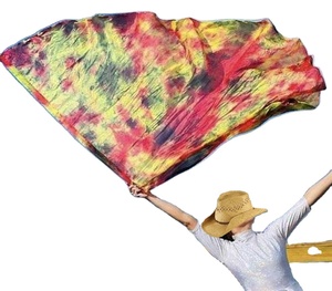 Bandera Nayaking Flexible <span class=keywords><strong>de</strong></span> Seda Ligera Como Pluma para Adoración Profética con Teñido Anudado, Estandarte Semicircular para Danza <span class=keywords><strong>de</strong></span> Alabanza Litúrgica en la Iglesia - Product Image 1