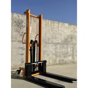 Yuande Factory Low Moq Lifting Semi Electric Stacker Walking Type Manual stacking truck