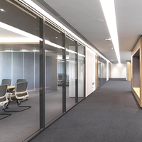 Modern Customized Double Glass Partition for Office Home School & Hospital Soundproof Wall with Aluminium Interior