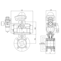 Válvulas de bola tipo wafer neumáticas de acero al carbono JL600-Q6 de Carp Journey, DN15-DN100, para alta temperatura, OEM para proyectos de ingeniería