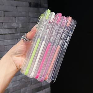 Custodia per telefono con bordo colorato trasparente 3 in 1 per <span class=keywords><strong>IPhone</strong></span> 16 Pro <span class=keywords><strong>accessori</strong></span> per telefono cellulare per <span class=keywords><strong>iphone</strong></span> 16 15 <span class=keywords><strong>14</strong></span> 13 - Product Image 4