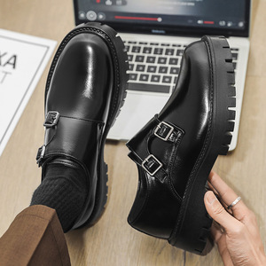1791 Zapatos de Hombre Nuevos, Estilo Británico, Punta Redonda, Tacón Bajo, Transpirables, Suela Gruesa de PU, Sin Cordones - Product Image 1