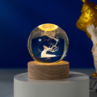 Veilleuse LED 3D Planète Lune Lampe de table Boule de cristal 3D Cadeaux d'anniversaire pour chambre à coucher Décoration intérieure Enfants Enfants
