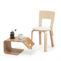 Ensemble de meubles de salon minimaliste et simple en contreplaqué courbé en forme de C, table d'appoint et chaise de loisirs, style nordique moderne, pour salon, balcon, jardin, extérieur