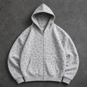 Custom 350 GSM Cotton Blend Punk Style Full <b>Zip</b> Hoodie Boxy Fit Heavyweight Streetwear Factory OEM Manufacturer Bulk Men Hoodie - Product Image 3