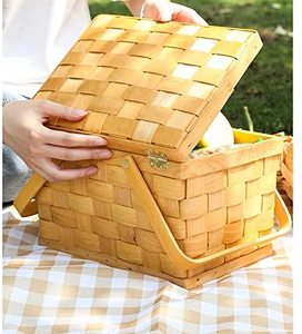 Factory Wood Chip Handmade <strong>Basket</strong> Hamper Bread Woven Fruit Gift Picnic <strong>Storage</strong> <strong>Baskets</strong> <strong>Wicker</strong> - Product Image 2