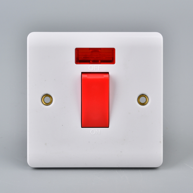 Hot Selling Kitchen Use Wall Switch Uk Standard Gcc Certification Electric Power Switches 45A D.P. Switch with Neon