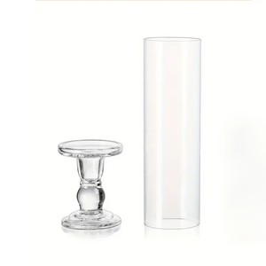 Portacandele <span class=keywords><strong>in</strong></span> <span class=keywords><strong>Vetro</strong></span> Hurricane Fatto a Mano, Cilindrico con 2 Estremità Aperte, Trasparente e Resistente al Calore, Decorazione per la Casa - Product Image 4