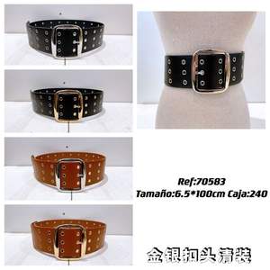 Ceinture en métal 6,5 cm 100 cm avec boucle argentée, accessoire de mode pour femme - Product Image 3