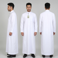 Nouvelle Thobe Saoudienne Blanche 2026 pour Hommes – Robe Arabe Musulmane Classique à Manches Longues, Jubba, Vêtement Islamique, Qamis, Dishdasha pour Ramadan et Aïd