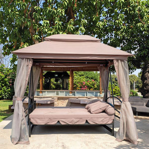 Fabrication en aluminium de haute qualité Loisirs de plein air Patio Hauteur de jardin Gazebo en tissu polyester Balançoire avec auvent et 3 places - Product Image 6