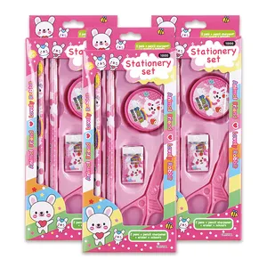 6 pcs School Stationery Set For Girls Boys Cute Stationery Set Pencil Ruler Scissors Tools Set School Suppliers