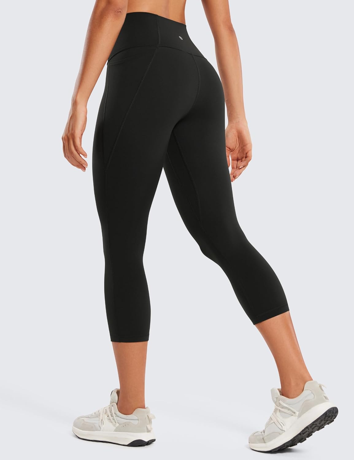 CRZ YOGA Butterluxe Solid Tummy Control Shapewear Workout Capri Pants Pockets Polyamide 21" High Waisted Elastic Waist Athletic
