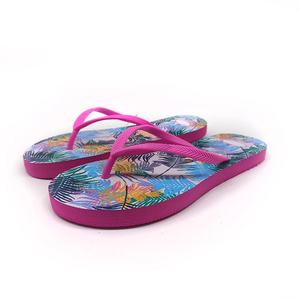 Wholesale Tropical Leaf Print Flip Flops Women Pink Beach Sandals Custom Pattern Summer <b>Slippers</b> Anti Slip Rubber Sole Factory - Product Image 1