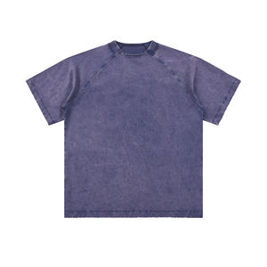 Camiseta de manga corta de retazos lavada de verano 260g estilo Vintage de algodón puro - Product Image 1