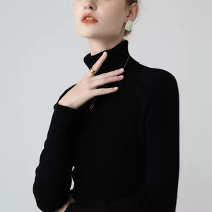 Gran oferta, suéter de Cachemira para mujer, suéter de cuello alto de punto acanalado de <span class=keywords><strong>9Gg</strong></span>, suéter de mujer, suéter de ropa interior - Product Image 3