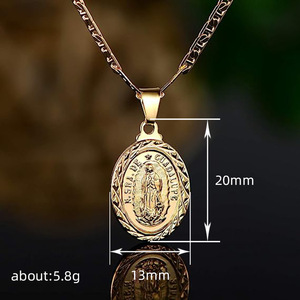 Collana con ciondolo ovale per uomo e donna, catena a maglie, gioielli alla moda, regalo per l'uso quotidiano - Product Image 3