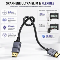 Câble HDMI 2.1 Mâle-Mâle 8K 60Hz 4K 120Hz 48 Gbps QFT Graphene Coque en Aluminium Cordon Rond Ultra Fin et Souple