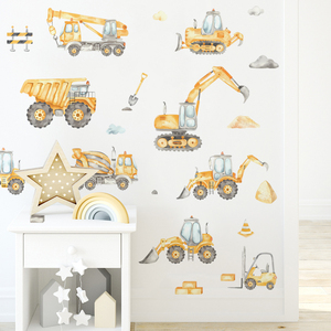 Ingénierie voiture pelle palan stickers muraux Garçons enfants <span class=keywords><strong>chambre</strong></span> salon décoration papier peint autocollants auto-adhésifs - Product Image 4