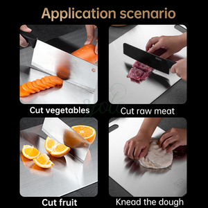 Juego de tablas de cortar aptas para lavavajillas de acero inoxidable puro 100%, bloques de cortar de titanio de grado alimenticio para cocina, carne, frutas y verduras - Product Image 3