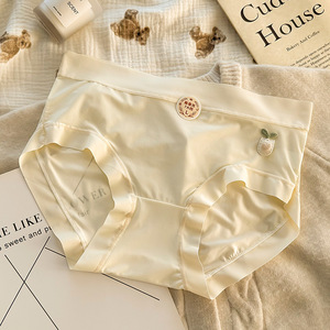 Braguitas de Algodón de Seda Helada Ultrafinas Antibacterianas de Alta Calidad para Uso Diario, Tejidas y Bordadas, de Tiro Medio, Lisas para Chicas - Product Image 2