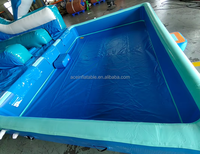 Nouveau design, thème océan, toboggan gonflable commercial pour enfants et adultes, toboggan aquatique avec piscine DWF