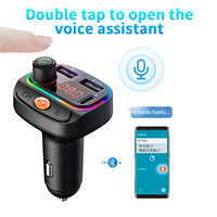 Xlintek C15 araba BT5.0 verici kablosuz Mp3 çalar Handsfree ses alıcısı ortam ışığı FM verici tip-c hızlı şarj