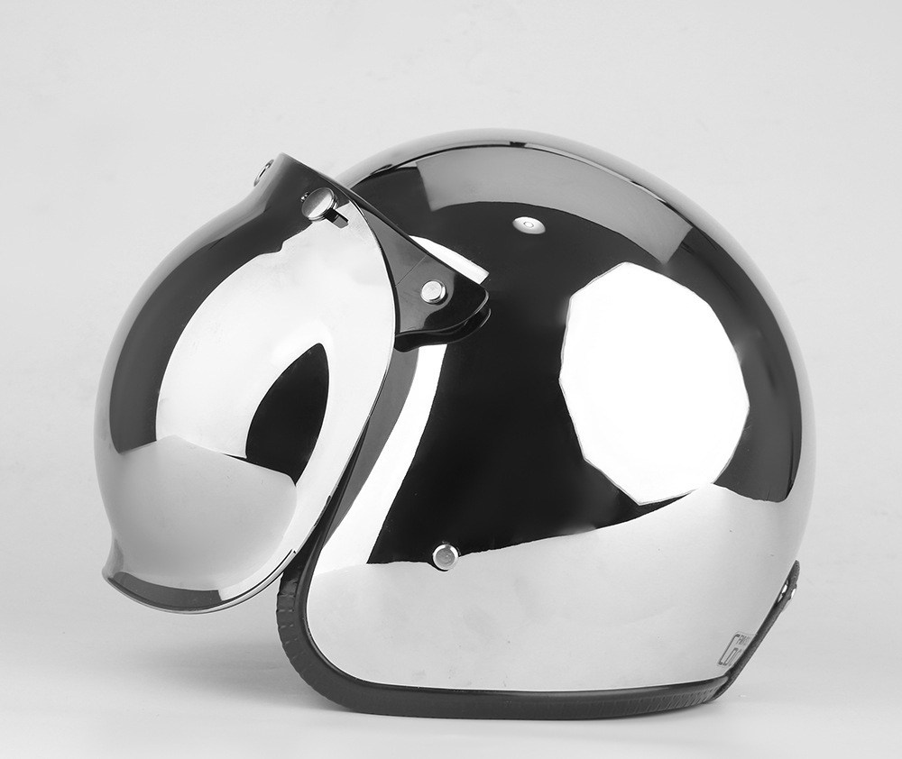 chrome motorcycle helmet 3 4 face German Style 3/4 Vintage Silver Open with Bubble Mirror，DOT Approved for Men Women Moped Scooter Cruiser Helmet Retro Motorcycle Half Helmet : Automotive The Daytona Cruiser 3/4 open face helmet is a sleek and contoured design that hugs your head Prima 3/4 Open Face Helmet