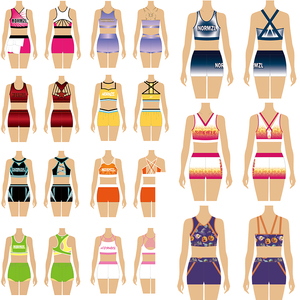 Chất Lượng Cao Màu Màu-Bị Chặn Hoạt Động Cô Gái Hàng Đầu Thể Thao Áo Ngực Khiêu Vũ Đội Thể Thao Crop Top Và Ngắn - Product Image 4