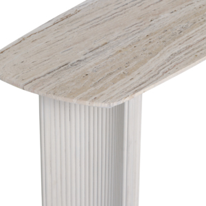 Consolle con Piano in Travertino e Base Scanalata in Legno di Mango per Ingresso e Soggiorno - Product Image 6